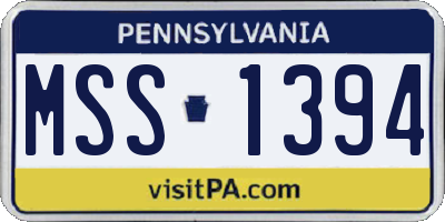 PA license plate MSS1394