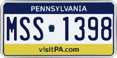 PA license plate MSS1398