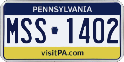 PA license plate MSS1402