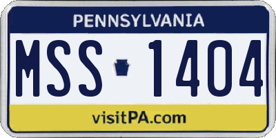 PA license plate MSS1404