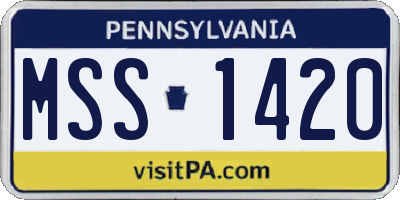 PA license plate MSS1420