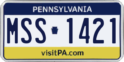 PA license plate MSS1421
