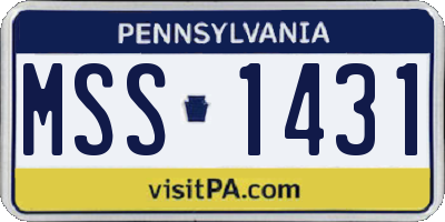PA license plate MSS1431