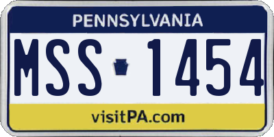 PA license plate MSS1454