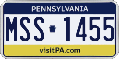 PA license plate MSS1455