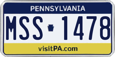 PA license plate MSS1478