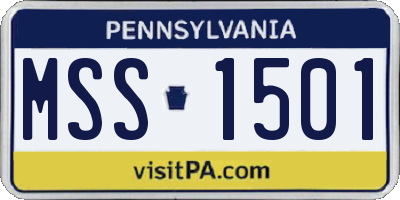 PA license plate MSS1501