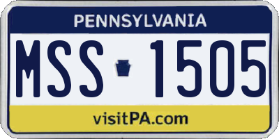 PA license plate MSS1505