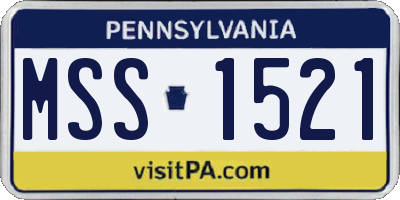PA license plate MSS1521