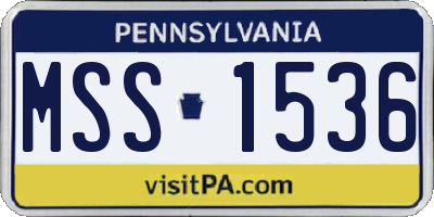 PA license plate MSS1536