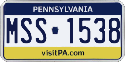 PA license plate MSS1538