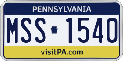 PA license plate MSS1540