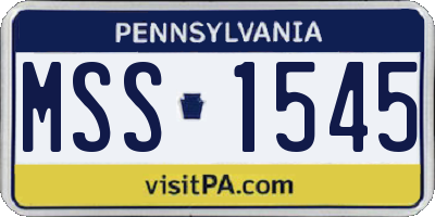 PA license plate MSS1545
