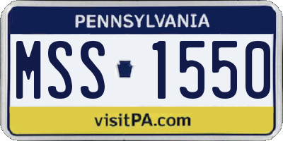PA license plate MSS1550