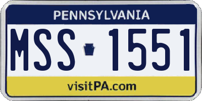 PA license plate MSS1551