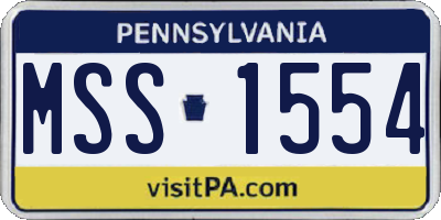 PA license plate MSS1554