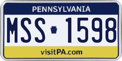 PA license plate MSS1598