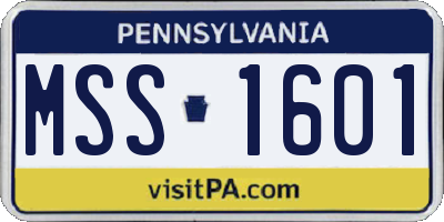 PA license plate MSS1601