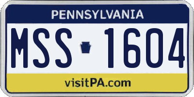 PA license plate MSS1604