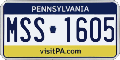 PA license plate MSS1605