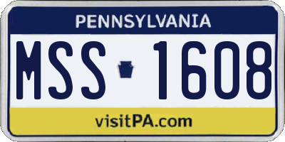 PA license plate MSS1608
