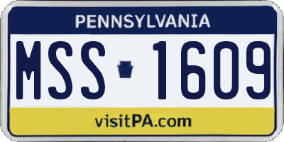 PA license plate MSS1609
