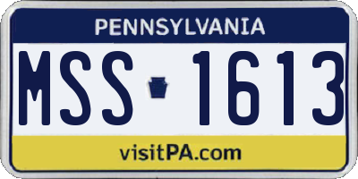 PA license plate MSS1613