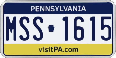 PA license plate MSS1615