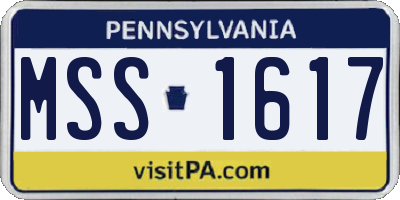 PA license plate MSS1617