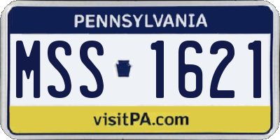 PA license plate MSS1621