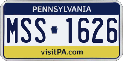 PA license plate MSS1626