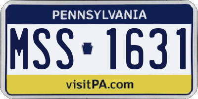 PA license plate MSS1631