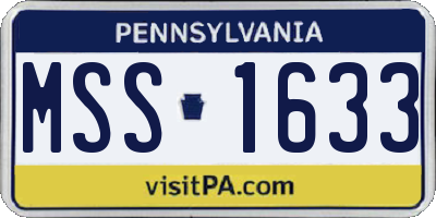 PA license plate MSS1633