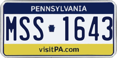 PA license plate MSS1643