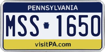 PA license plate MSS1650