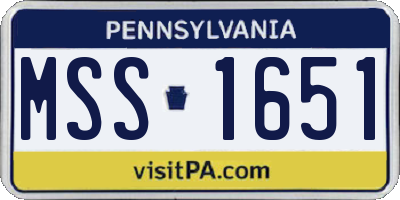 PA license plate MSS1651