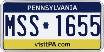 PA license plate MSS1655