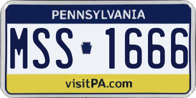 PA license plate MSS1666
