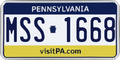 PA license plate MSS1668