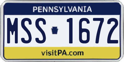 PA license plate MSS1672