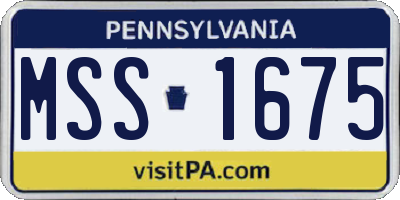 PA license plate MSS1675