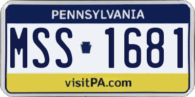 PA license plate MSS1681