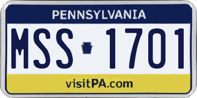 PA license plate MSS1701