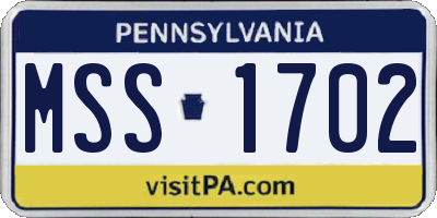 PA license plate MSS1702