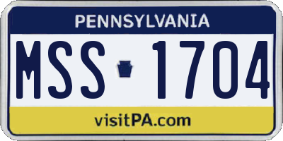 PA license plate MSS1704