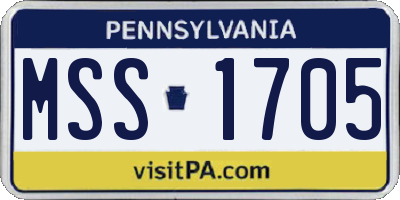 PA license plate MSS1705