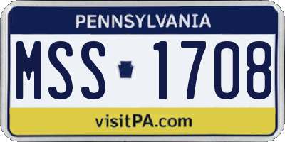 PA license plate MSS1708