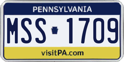 PA license plate MSS1709
