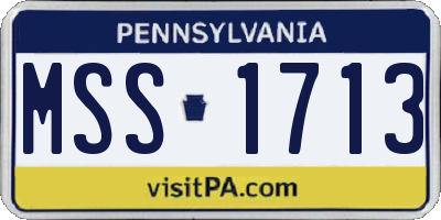 PA license plate MSS1713