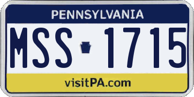 PA license plate MSS1715